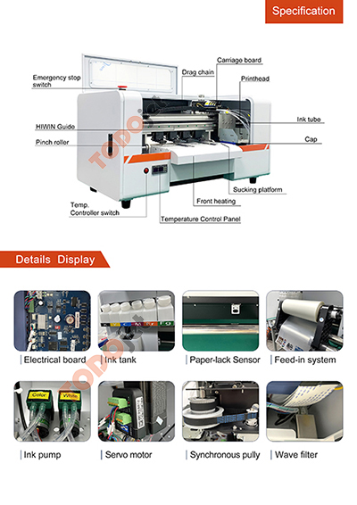 A3 DTF Dual i3200/L1800/XP600 printhead desktop printing mahine for T-shirt and clothes print on pet film