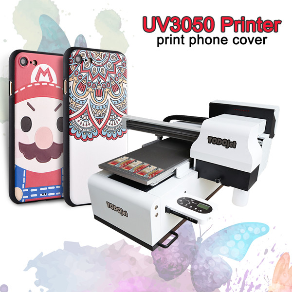 Factory high quality cmykw UV LED A3 flatbed varnish 3050 UV printer for Glass Wood Metal PVC Acrylic Phone Case Inkjet Printing
