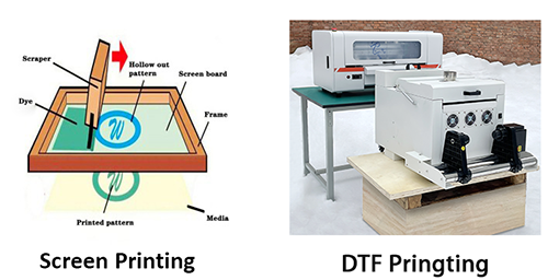 What is the difference between screen printing and DTF printing?