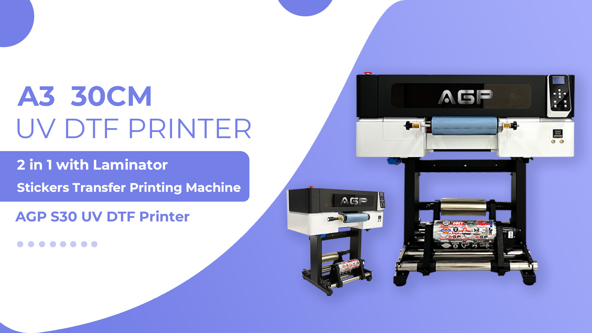 AGP S30 30cm UV DTF Printer 2 in 1 with Laminator Stickers Transfer Printing Machine