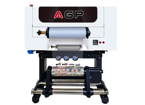 UV DTF printer full set AB film automatic roll to roll varnish printer for phone case bottle glass metal sticker